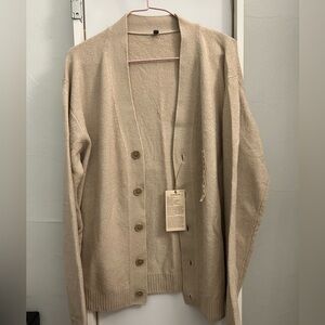 Muji Men's Beige Cardigan Sweater
